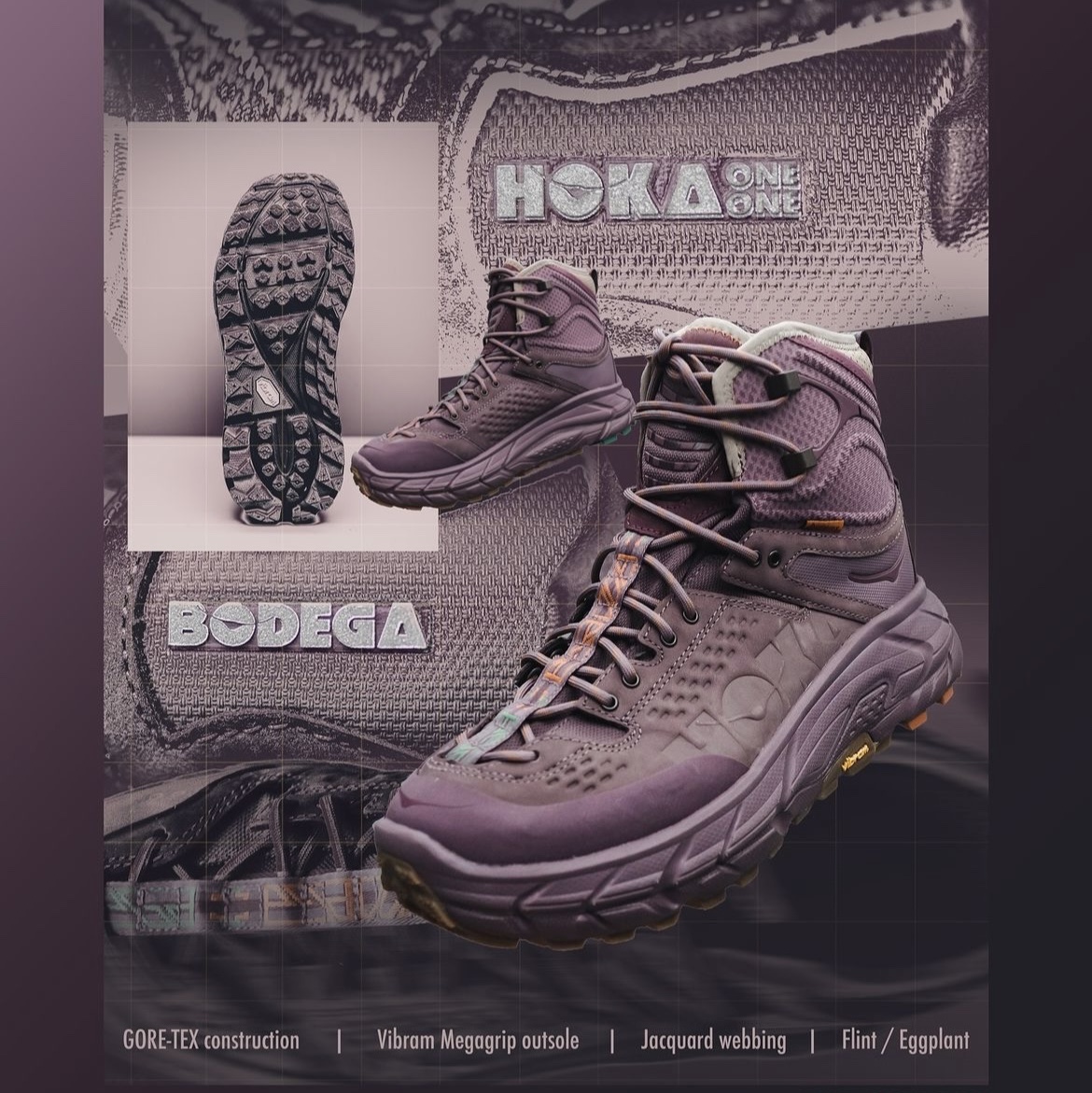 Hoka x Bodega Tor Ultra High Flint Eggplant 착용 스타일 - 7