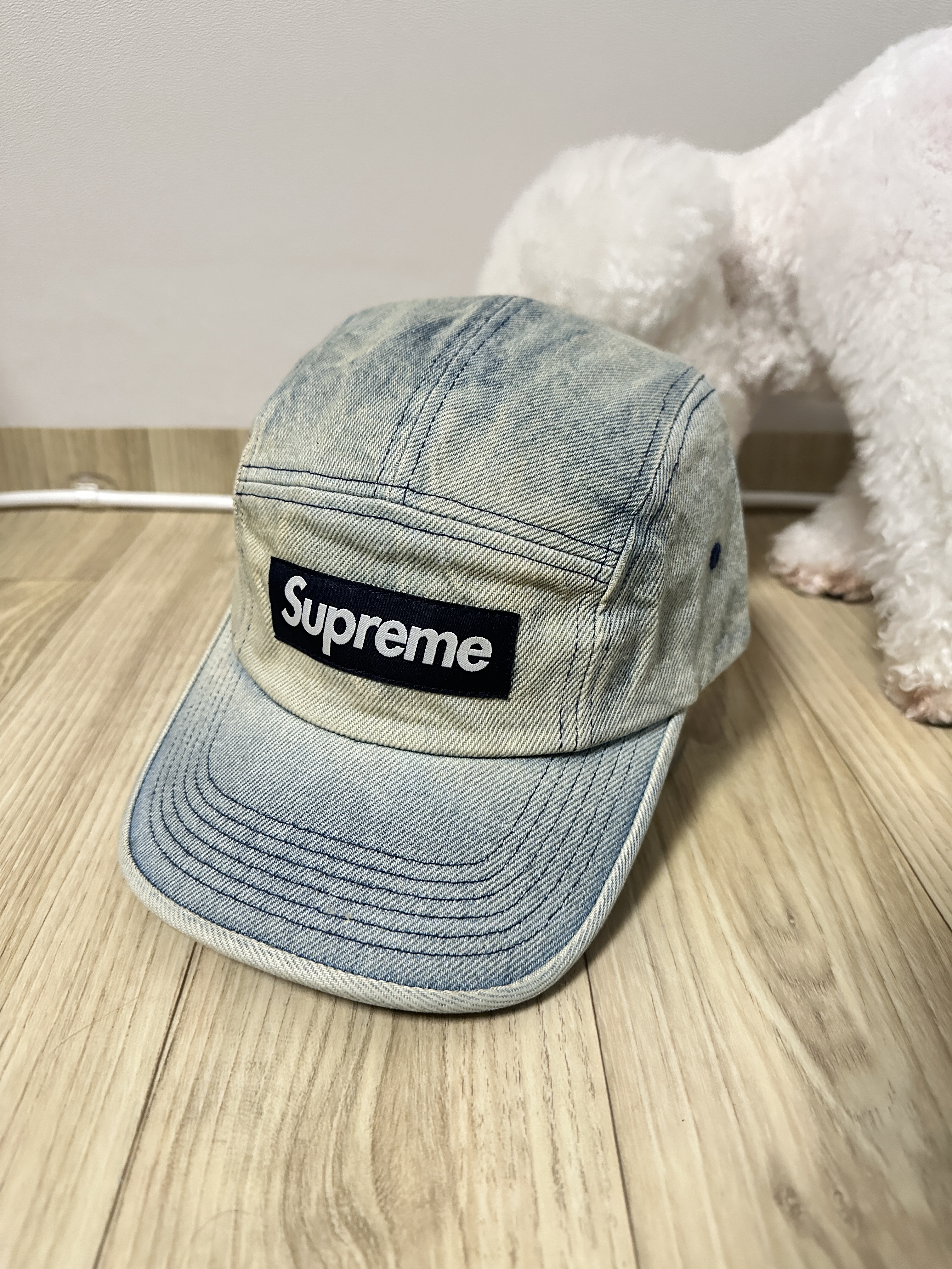 Supreme Washed Chino Twill Camp Cap Dirty Indigo - 24SS 착용 스타일