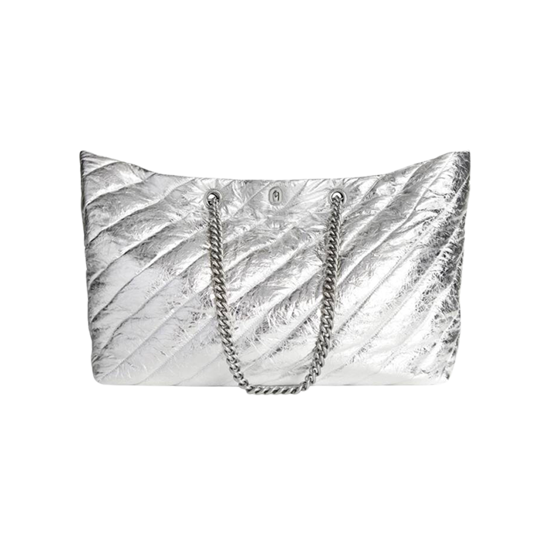 Balenciaga Crush Large Carry All Tote Bag Metallized Quilted Silver 상세 이미지 3