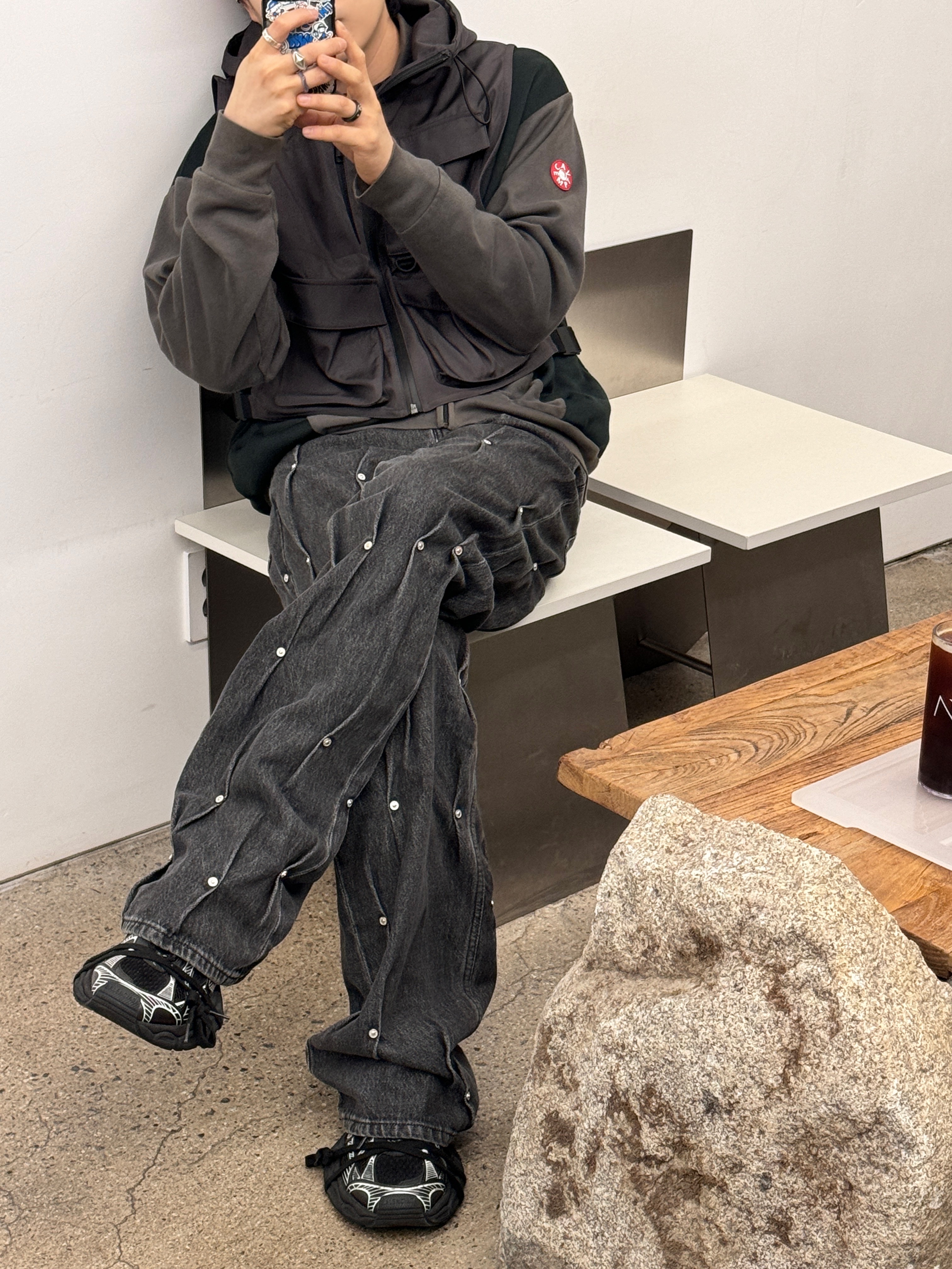 Cav Empt Half Button Up Knit Blue - 24SS, (W) Balenciaga 3XL Sneakers Black 착용 스타일 - 2