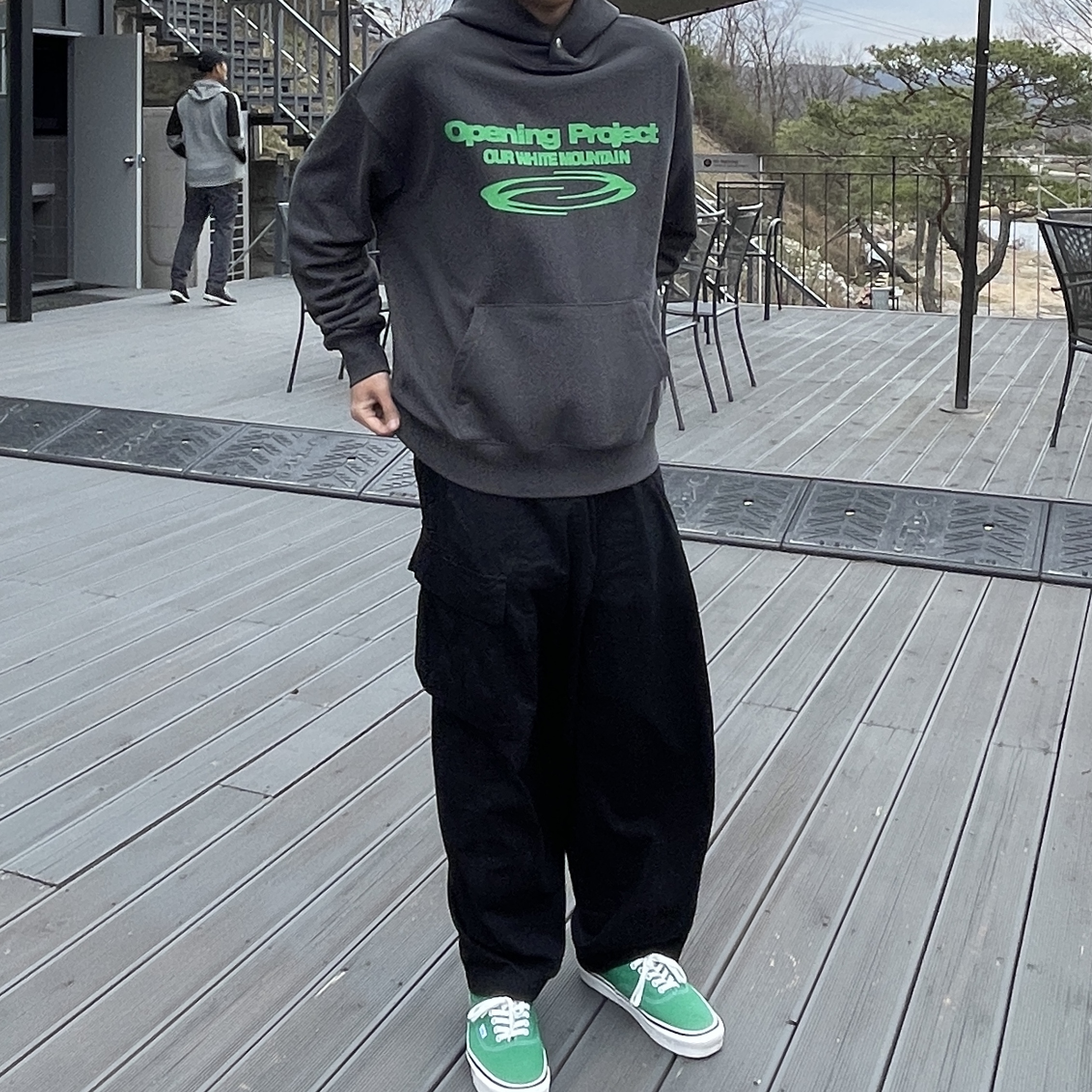 Vans Authentic 44 DX Anaheim Factory Emerald Green, Opening Project Identity Hoodie Charcoal 착용 스타일
