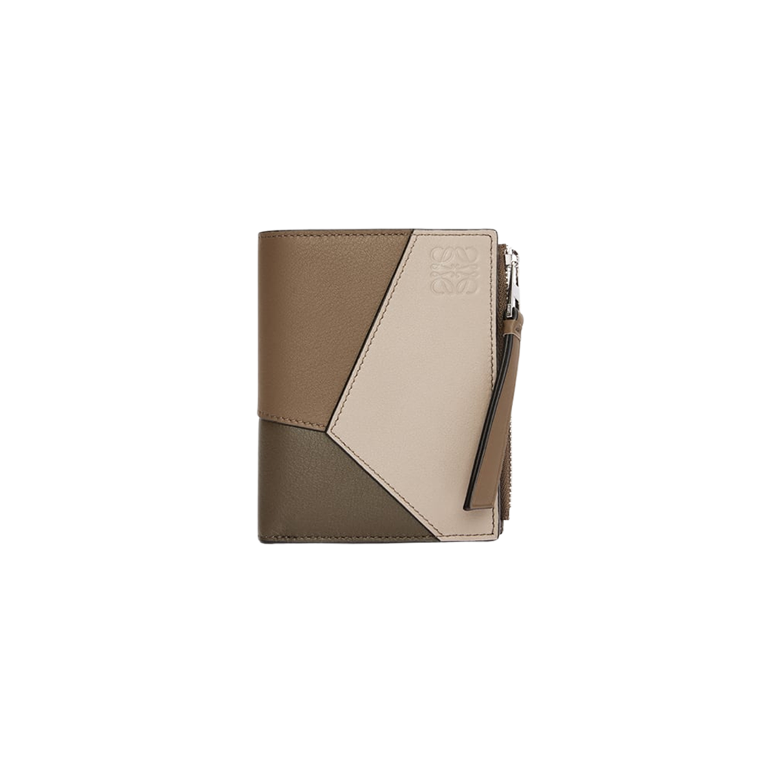 Loewe Puzzle Slim Compact Wallet in Classic Calfskin Winter Brown Sand 상세 이미지 1