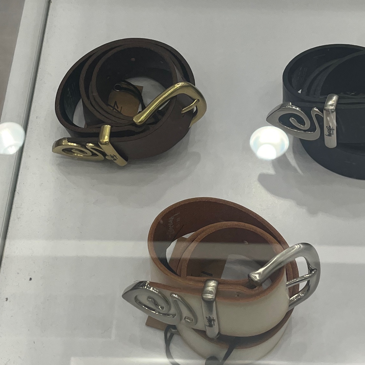 Stussy Metal S Tip Belt Black, Stussy Metal S Tip Belt Desert 착용 스타일