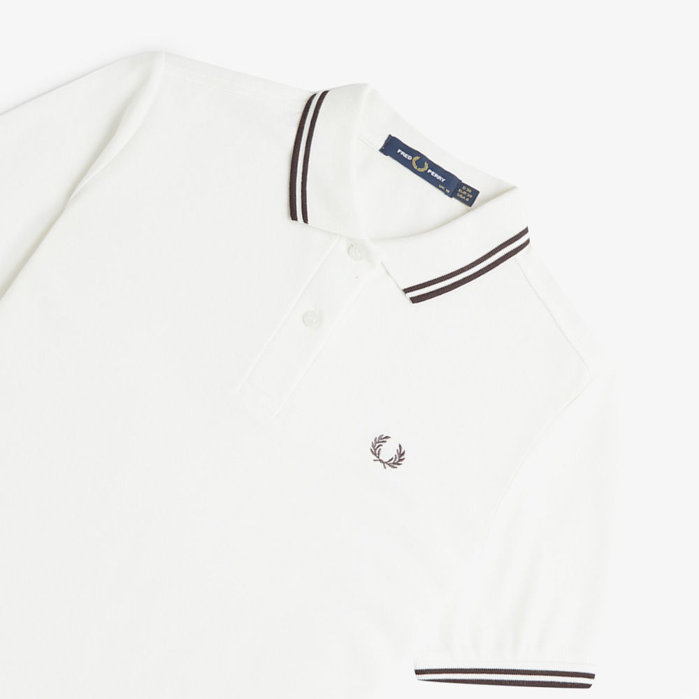 프레드페리 G3600 트윈 팁 프레드페리 셔츠 스노우화이트/캐링턴로드브릭(Fred Perry Womens G3600 Twin Tipped Fred Perry Shirt Snow White/Carrington Road Brick) - 3
