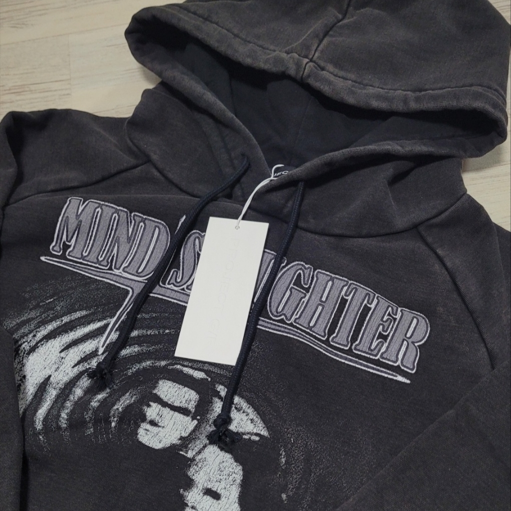 Project G/R Mind Slaughter Vintage Washeed Hoodie Black 착용 스타일
