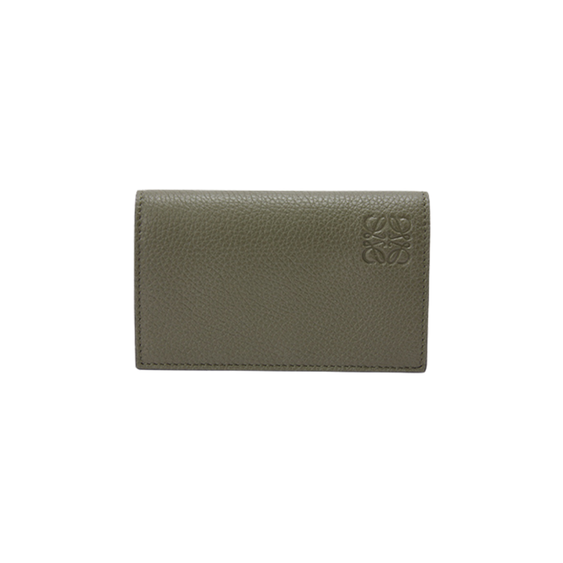 Loewe Business Card Holder in Soft Grained Calfskin Khaki Green 상세 이미지 1