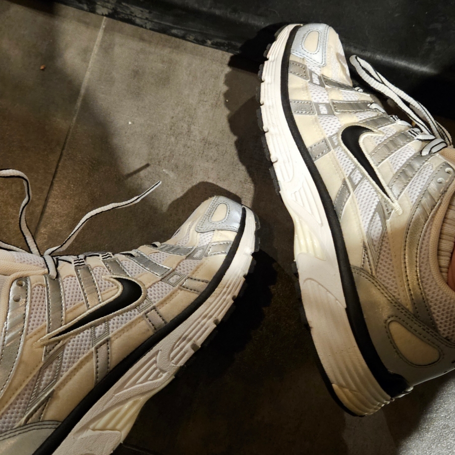 (W) Nike P-6000 Coconut Milk Metallic Silver 착용 스타일