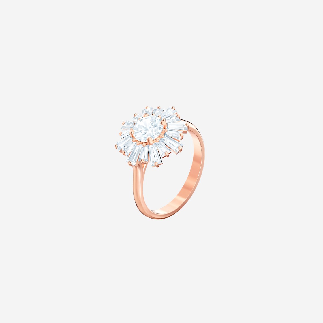 (W) Swarovski Sunshine Ring Mixed Cuts White Rose Gold Plated 상세 이미지 2