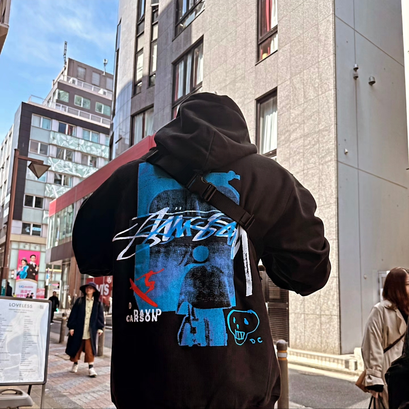 Stussy David Carson Vespa Hoodie Black 착용 스타일