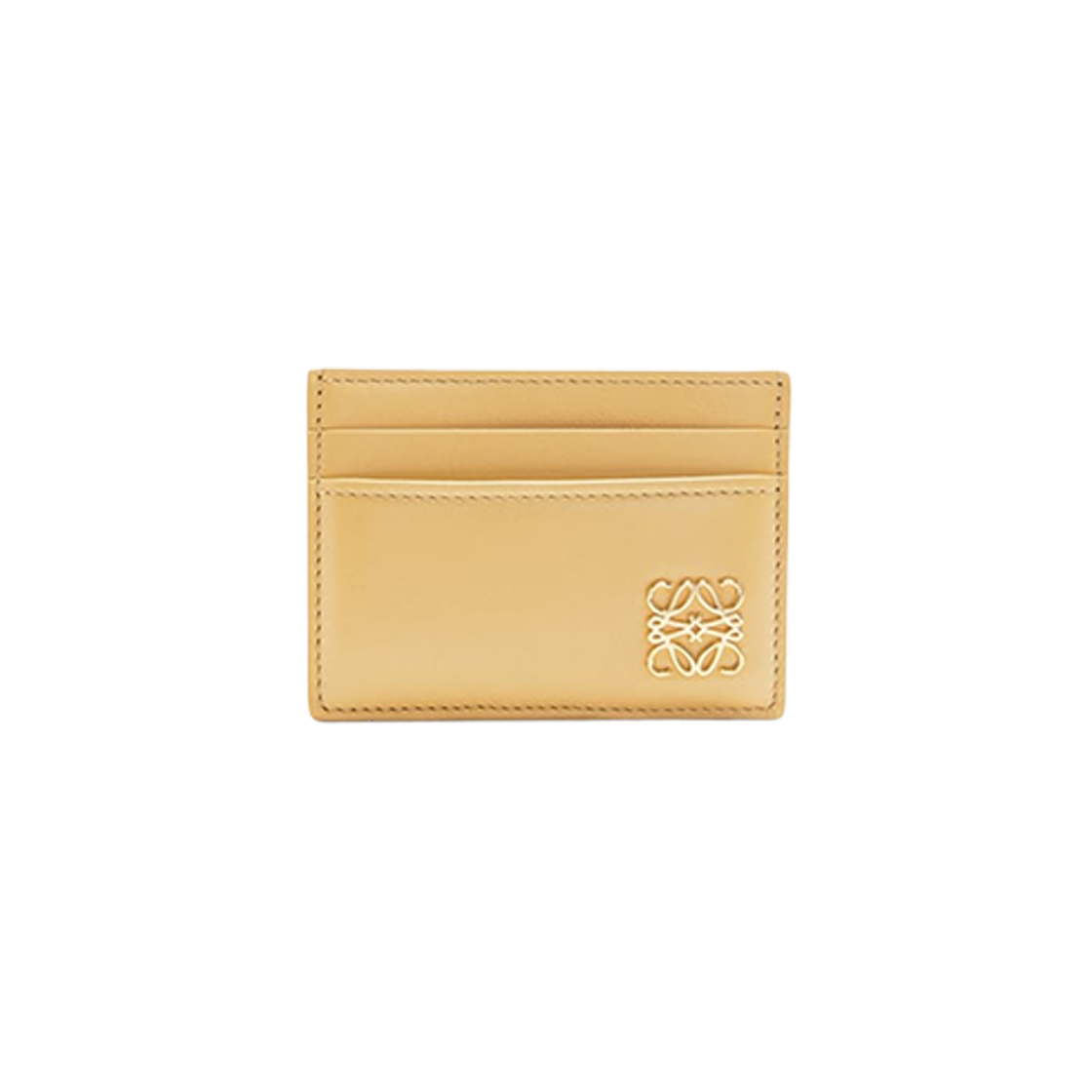 Loewe Puffer Anagram Plain Card Holder In Shiny Nappa Calfskin Dark Butter 상세 이미지 1