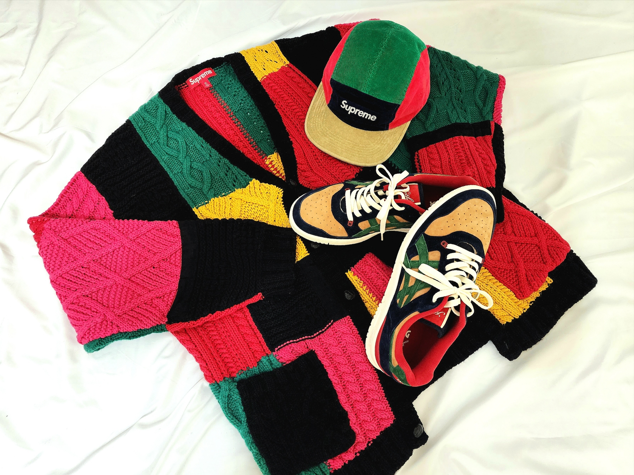 Asics x Kith EX89 Kithmas Outdoor, Supreme Corduroy Camp Cap Multicolor - 23FW 착용 스타일 - 2