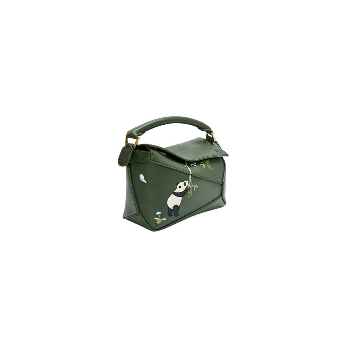 Loewe Panda Mini Puzzle Bag In Satin Calfskin Bottle Green 상세 이미지 2