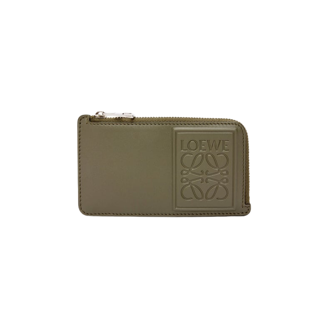 Loewe Coin Card Holder in Satin Calfskin Khaki Green 상세 이미지 1