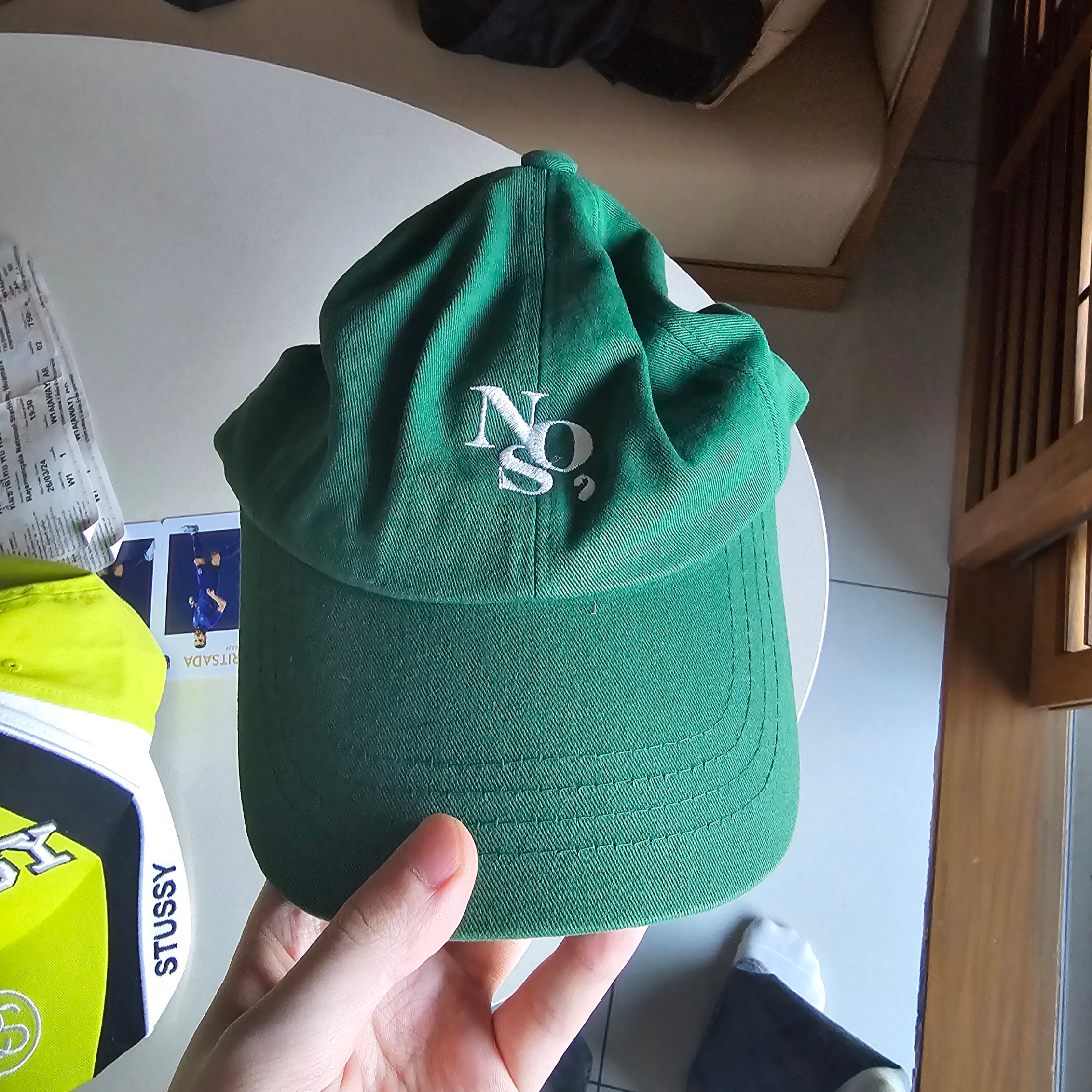 NOS7 Ball Cap Deep Green 착용 스타일