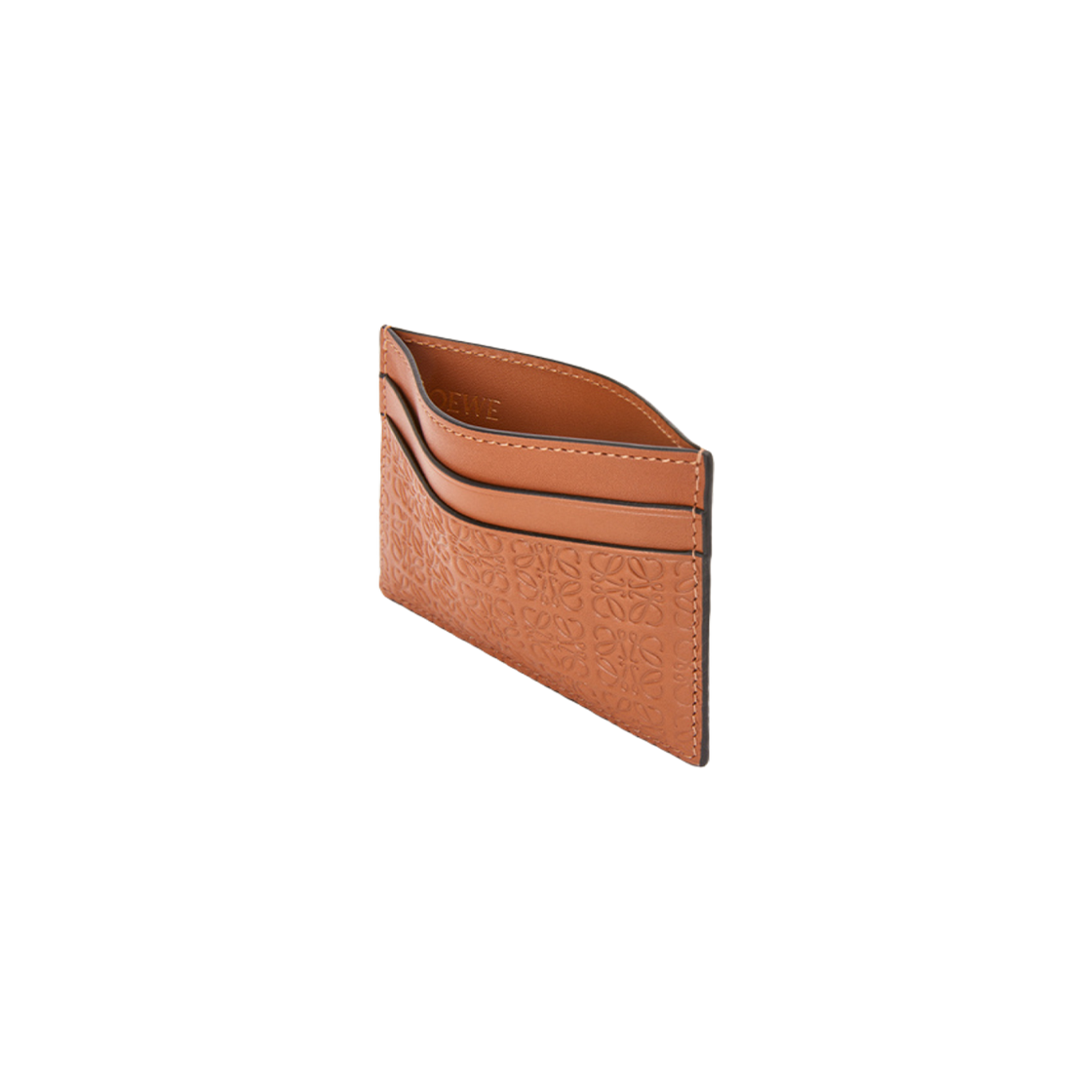 Loewe Repeat Plain Card Holder In Embossed Silk Calfskin Tan 상세 이미지 2