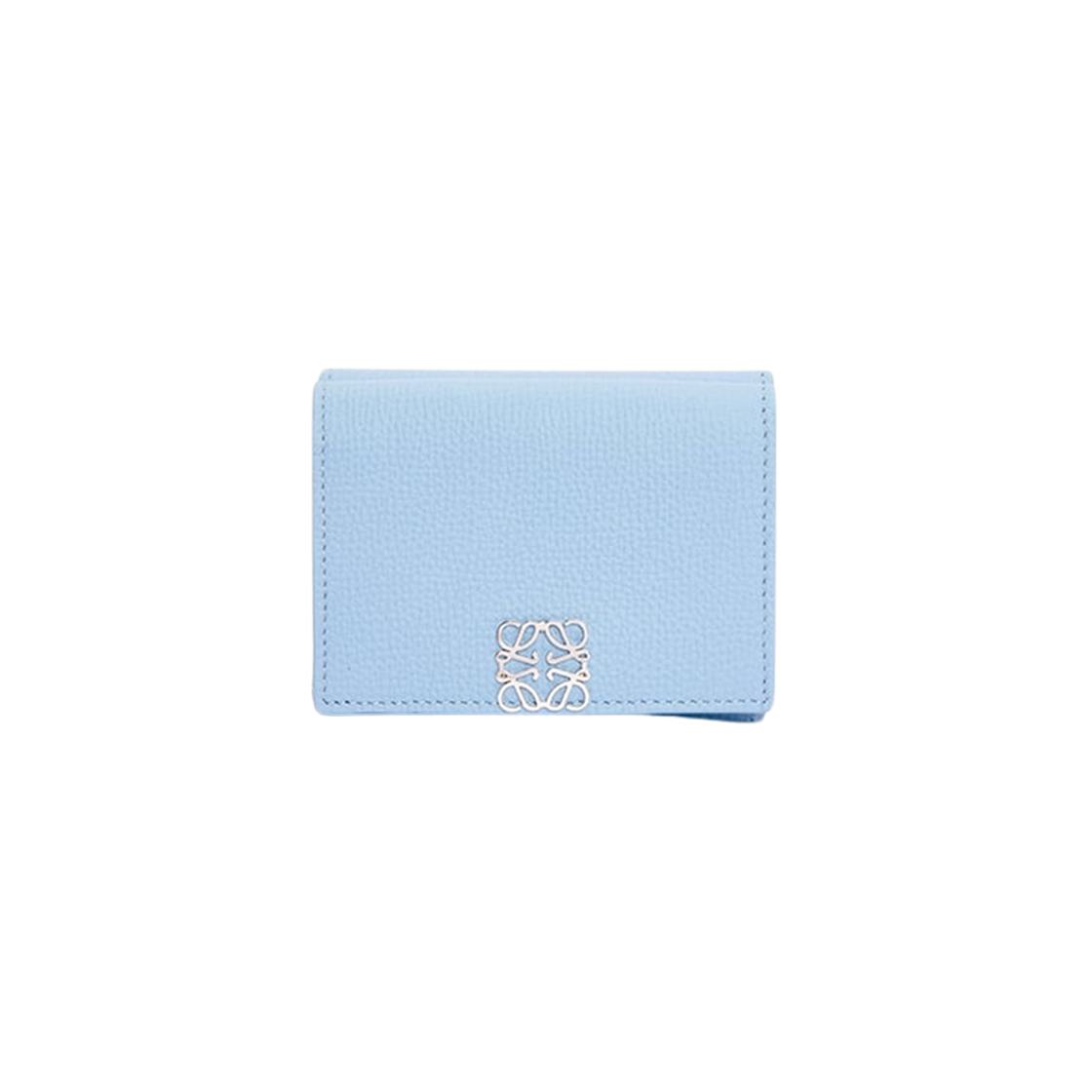 Loewe Anagram Trifold Wallet in Pebble Grain Calfskin Dusty Blue 상세 이미지 1