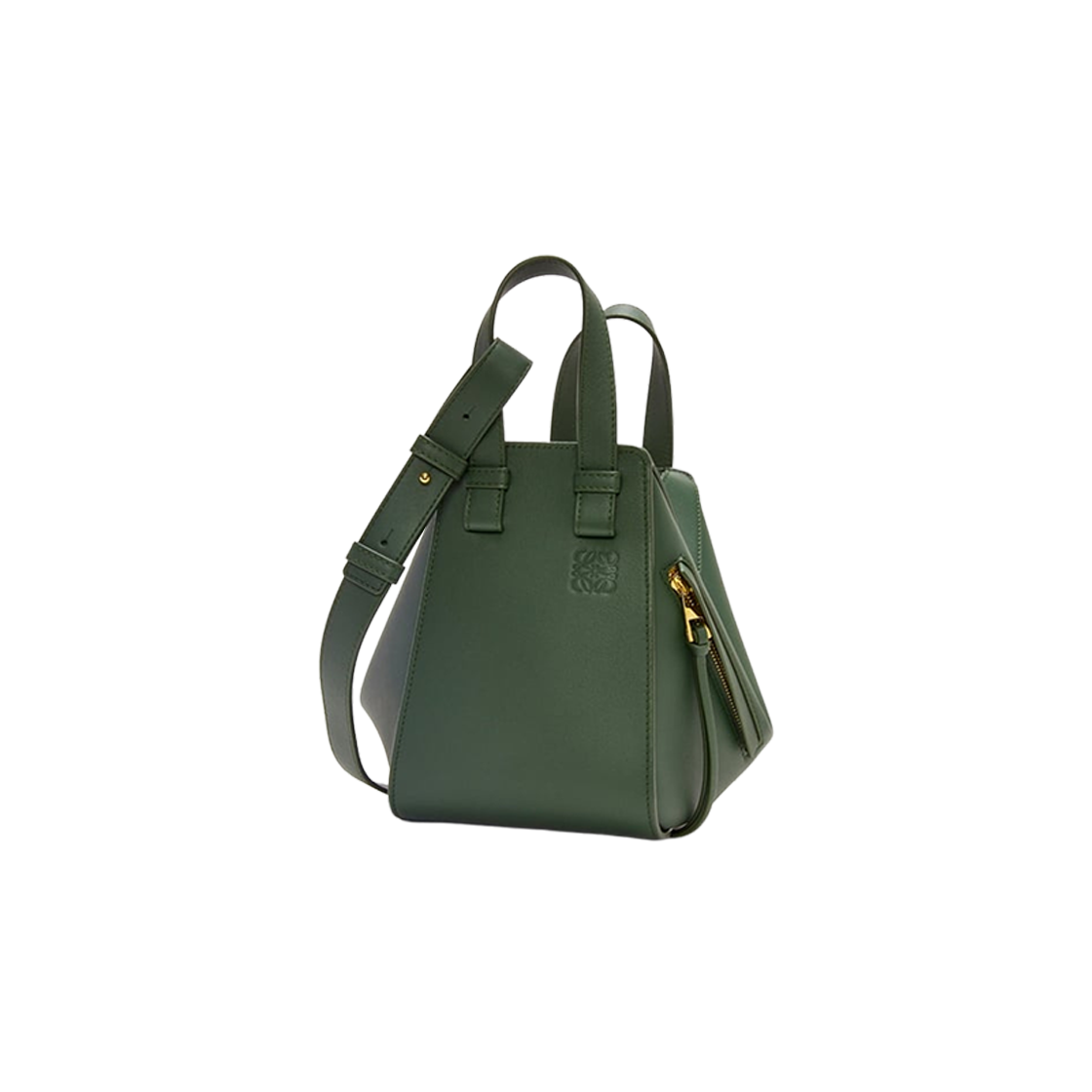 Loewe Compact Hammock Bag In Classic Calfskin Bottle Green 상세 이미지 1