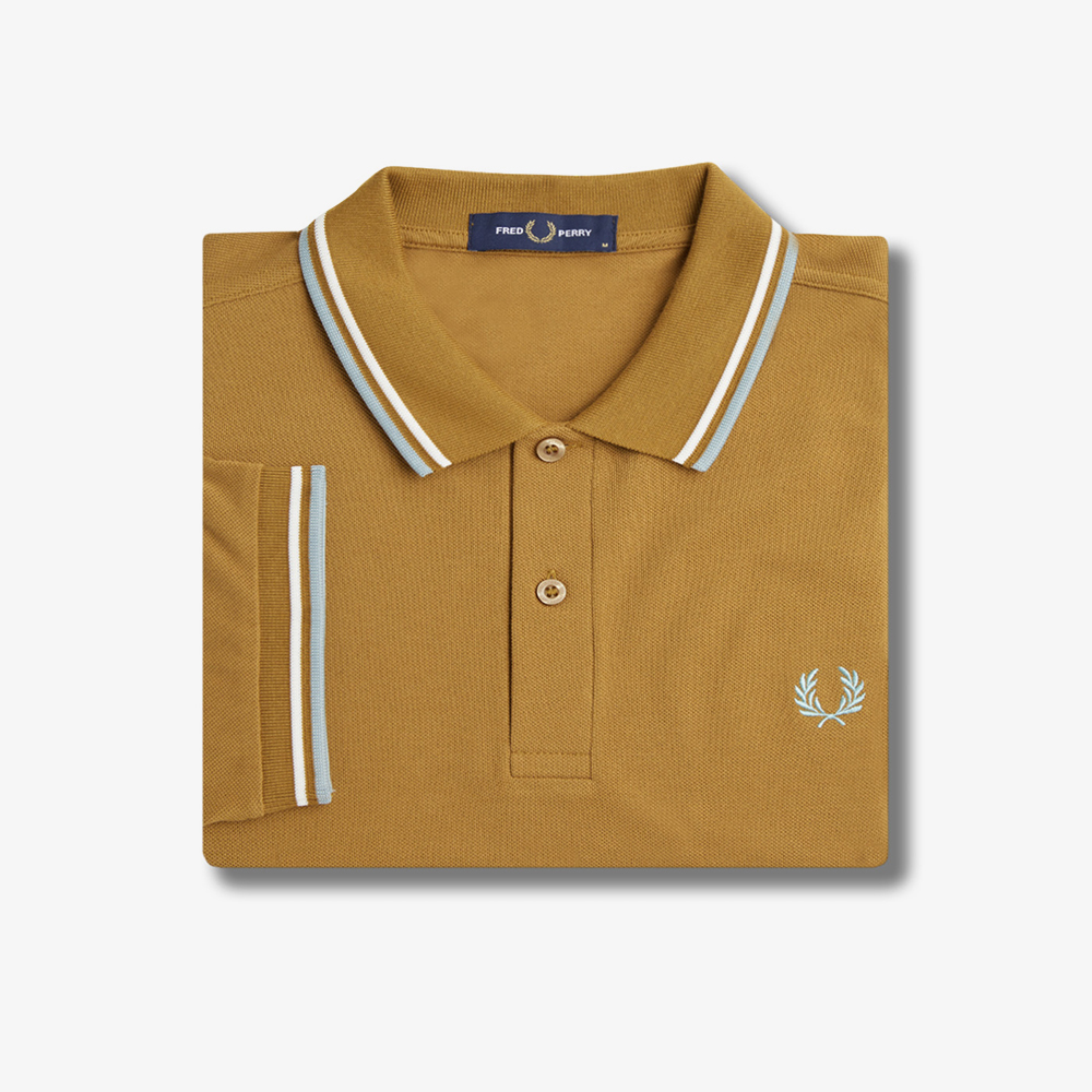 프레드페리 M3600 트윈 팁 프레드페리 셔츠 다크카라멜/스노우화이트/사이버블루(Fred Perry M3600 Twin Tipped Fred Perry Shirt Dark Caramel/Snow White/Silver Blue) - 6