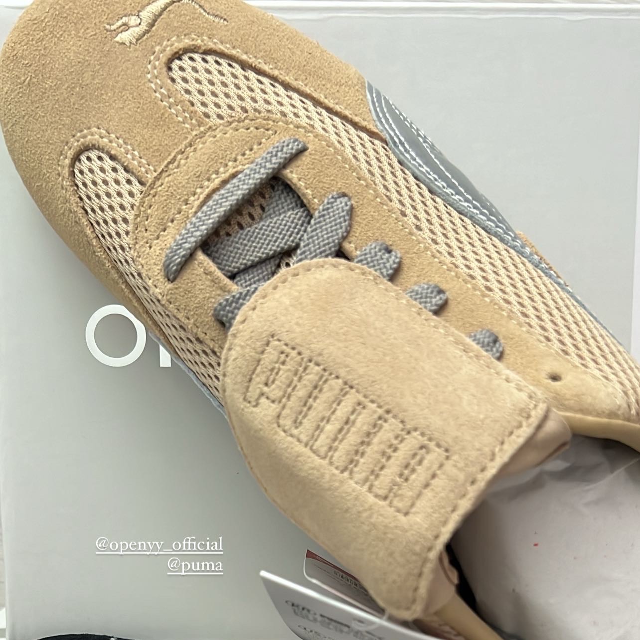 Puma x Open Yy Speedcat Prairie Tan Matte Silver 착용 스타일