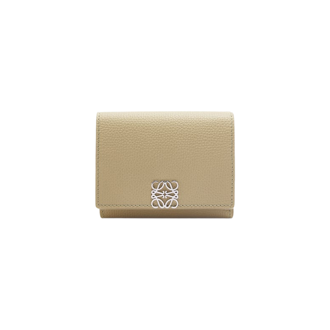 Loewe Anagram Trifold Wallet in Pebble Grain Calfskin Clay Green 상세 이미지 1