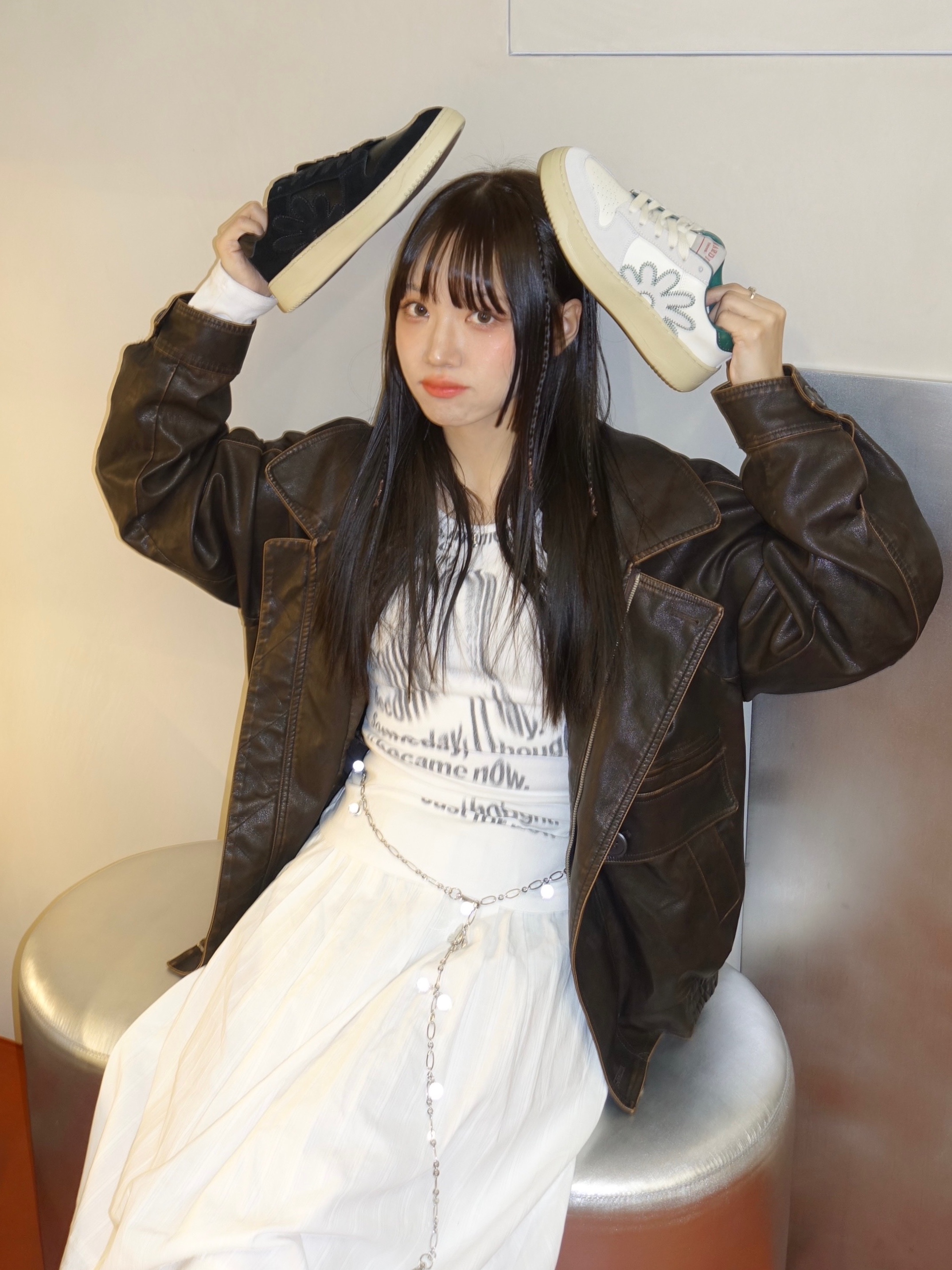 Mardi Mercredi Les Pompes Women Pur Leather Sneakers White 착용 스타일 - 4
