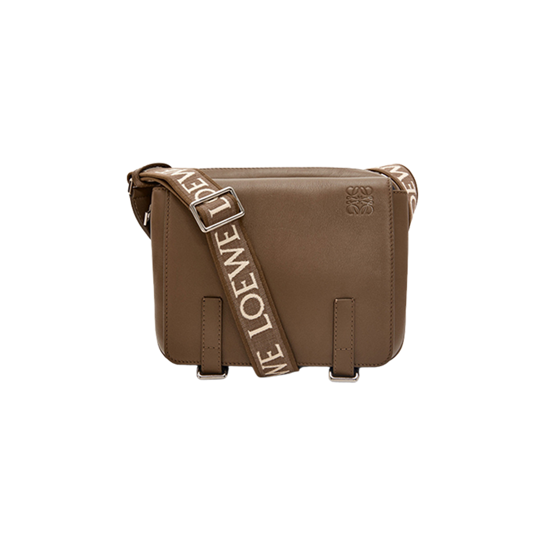 Loewe XS Military Messenger Bag in Supple Smooth Calfskin Jacquard Winter Brown 상세 이미지 1