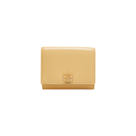 Loewe Puffer Anagram Trifold Wallet in Shiny Nappa Calfskin Dark Butter