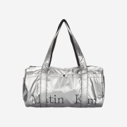 Matin Kim Glossy Logo Sporty Duffel Bag Silver