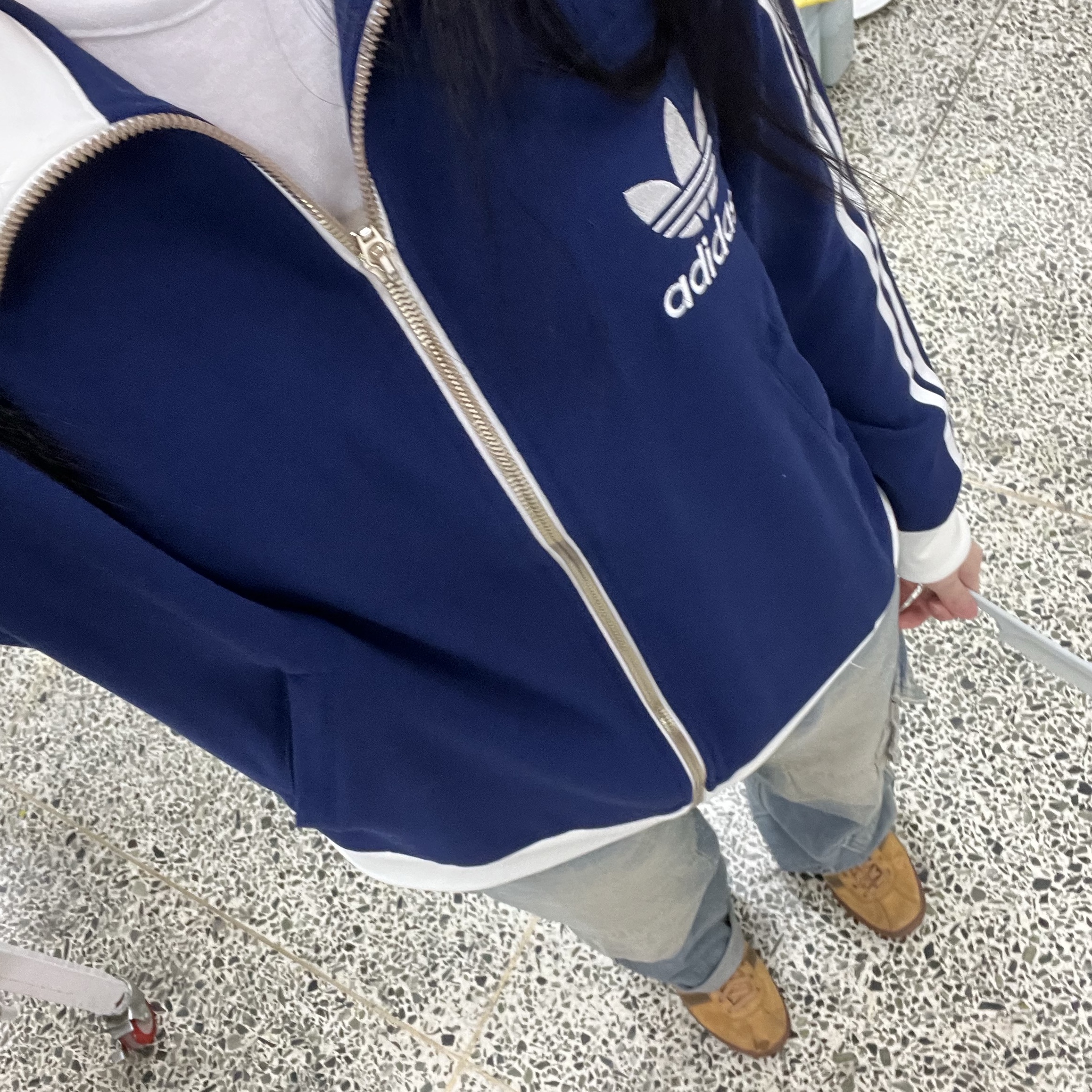 (W) Adidas Originals Beckenbauer Crepe Track Top Dark Blue - KR Sizing, Adidas Tobacco Gruen Mesa Brown Desert 착용 스타일
