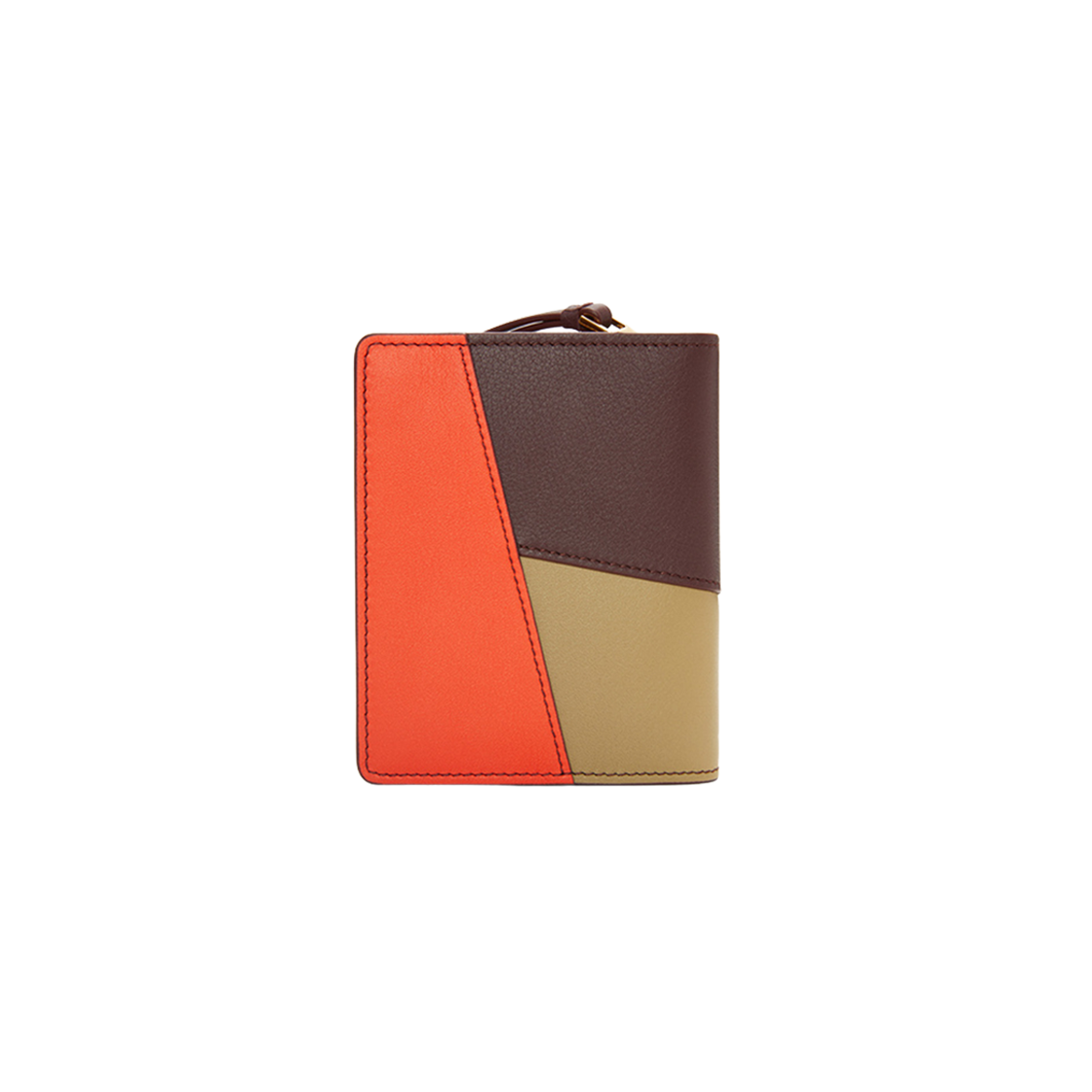 Loewe Puzzle Compact Zip Wallet in Classic Calfskin Dark Burgundy Vivid Orange 상세 이미지 2