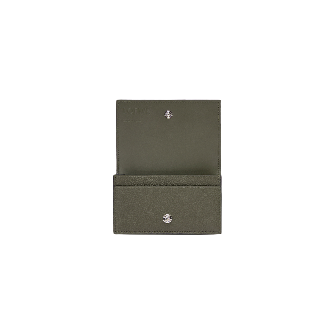 Loewe Business Card Holder in Soft Grained Calfskin Khaki Green 상세 이미지 2