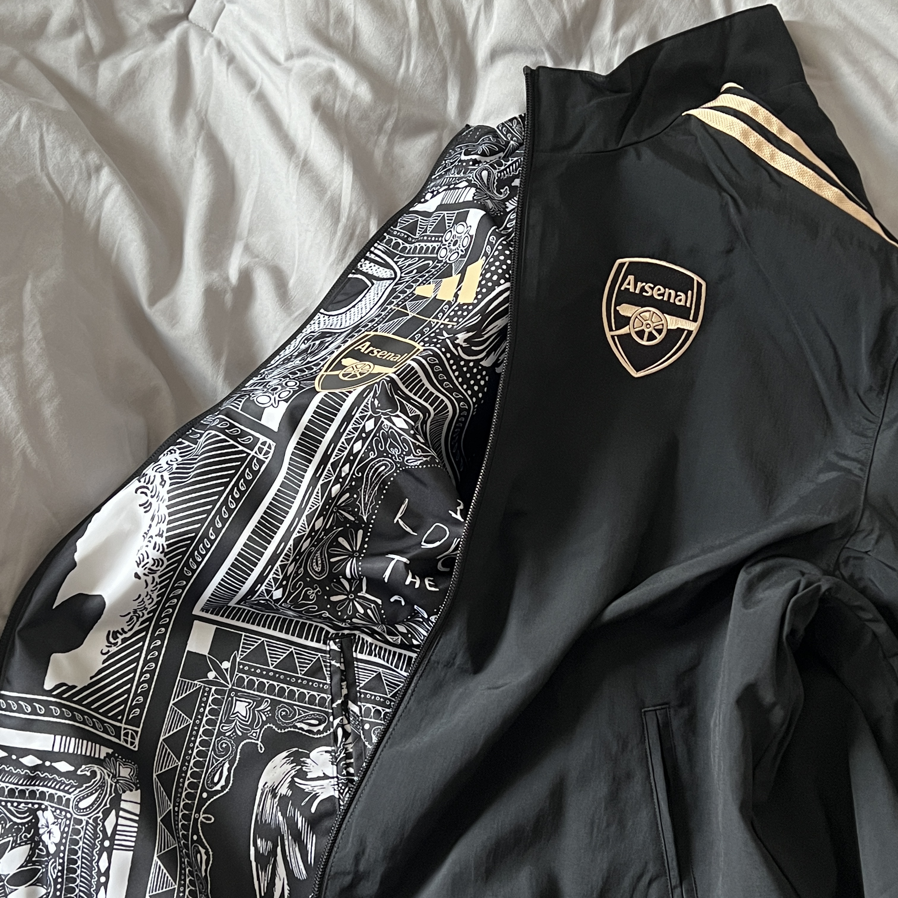 Adidas Arsenal Ian Wright Anthem Jacket Black - KR Sizing 착용 스타일 - 2