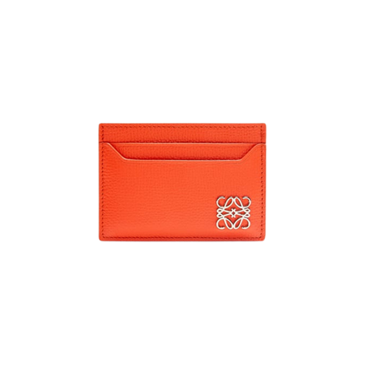 Loewe Anagram Plain Card Holder In Pebble Grain Calfskin Vivid Orange
