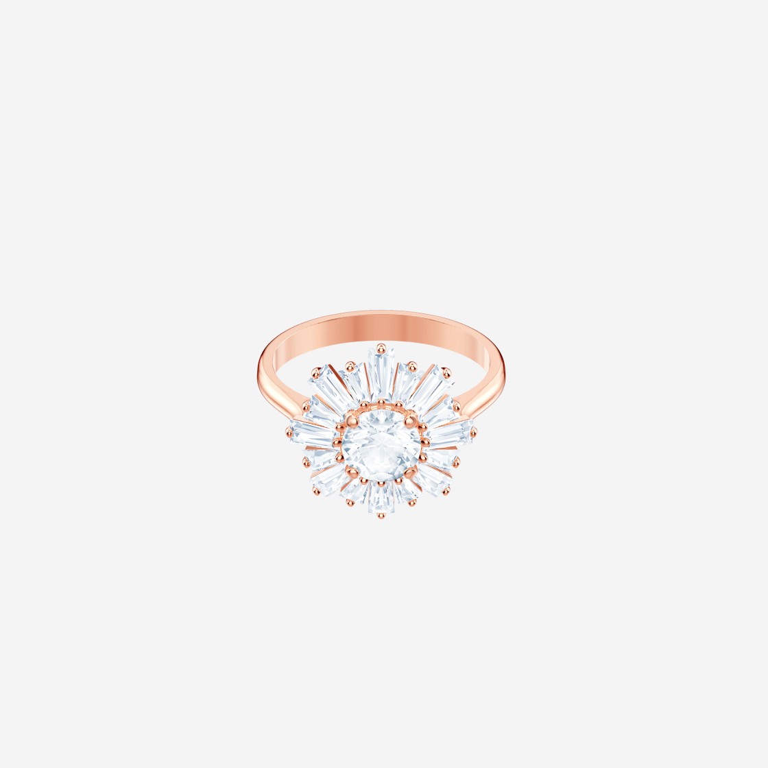 (W) Swarovski Sunshine Ring Mixed Cuts White Rose Gold Plated 상세 이미지 1