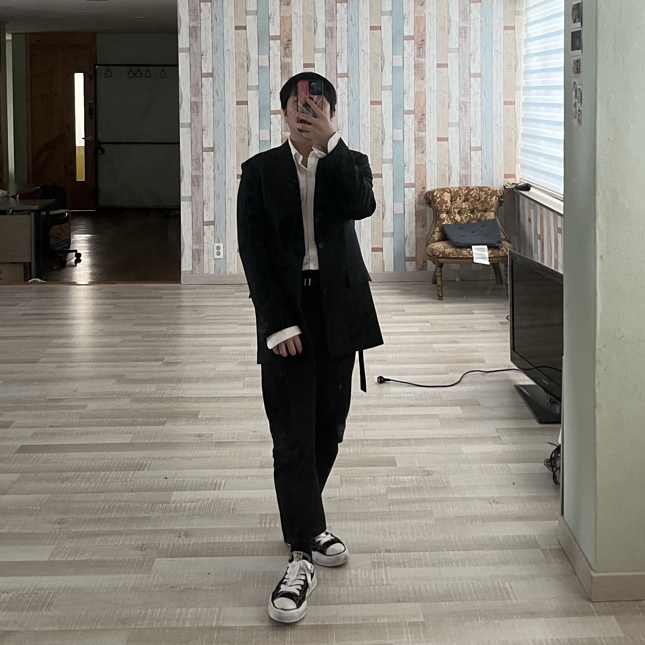 Maison Mihara Yasuhiro Peterson OG Sole Canvas Low Sneakers Black 착용 스타일