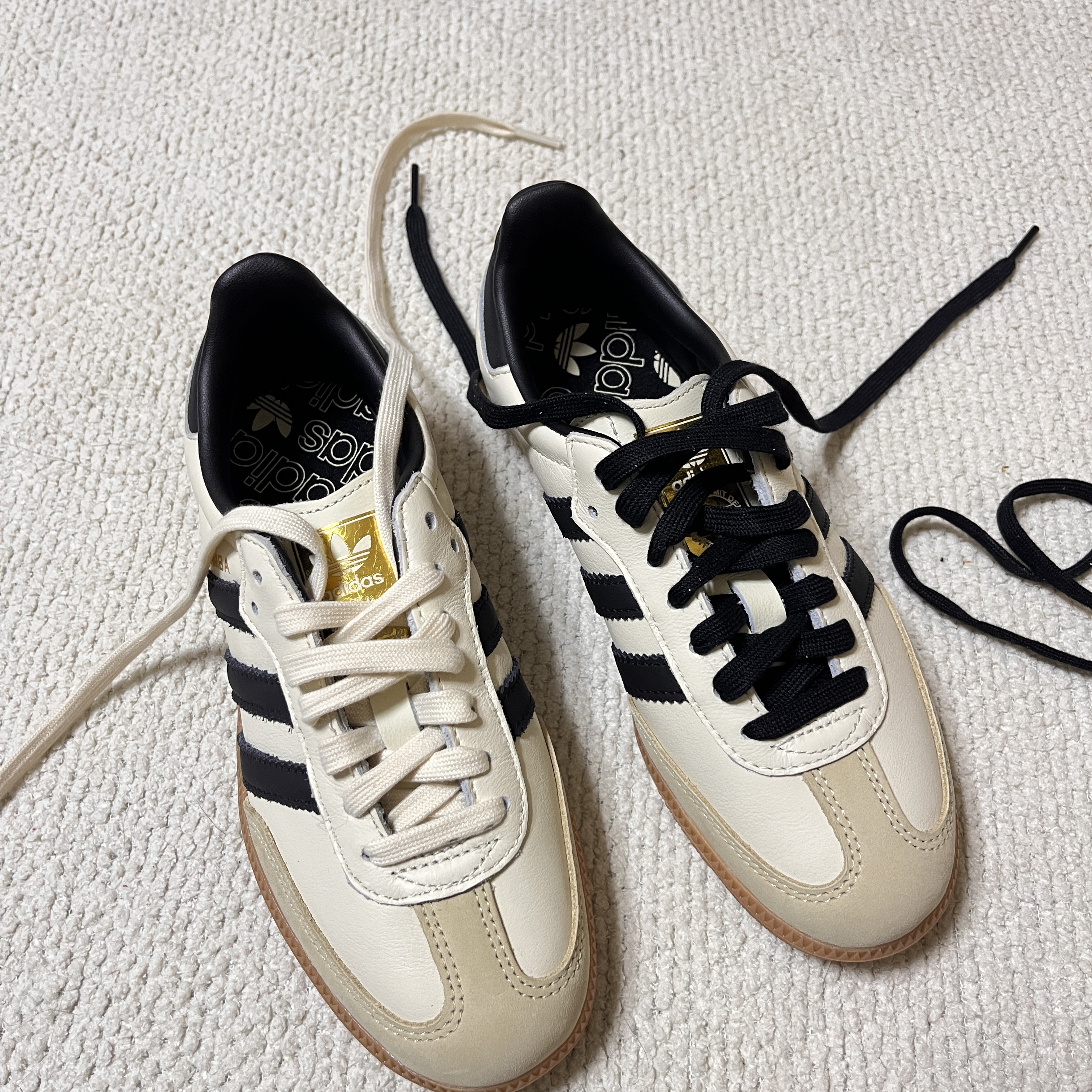 (W) Adidas Samba OG Cream White Core Black 착용 스타일