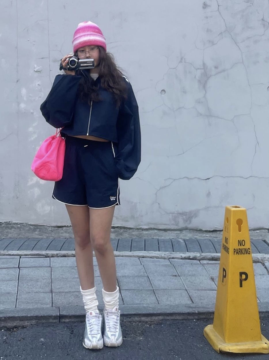 PRO-SPECS Women Vintage Running Shorts Dark Navy, PRO-SPECS Women Vintage Running Jacket Dark Navy 착용 스타일