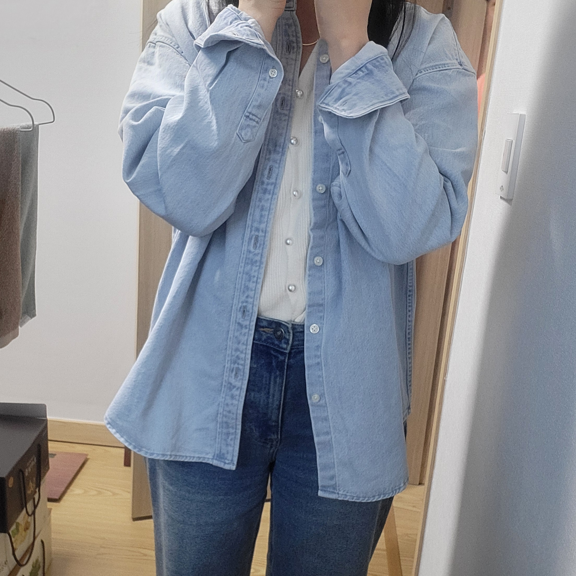Supreme Small Box Shirt Washed Blue - 24SS 착용 스타일 - 4