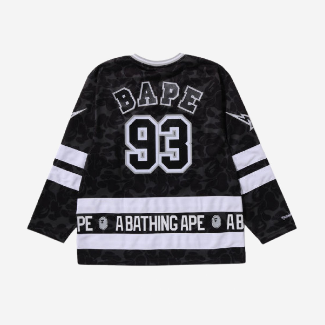 BAPE x Mitchell & Ness NHL Los Angeles Kings Mesh Hockey Jersey Long Sleeve T-Shirt Black 상세 이미지 2