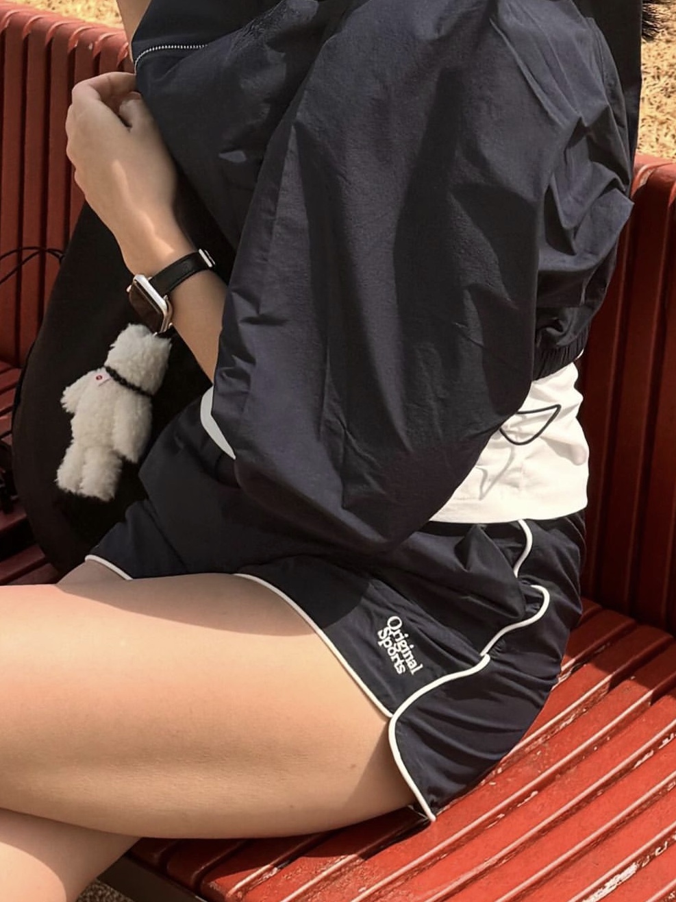 PRO-SPECS Women Vintage Running Shorts Dark Navy, PRO-SPECS Women Vintage Running Jacket Dark Navy 착용 스타일