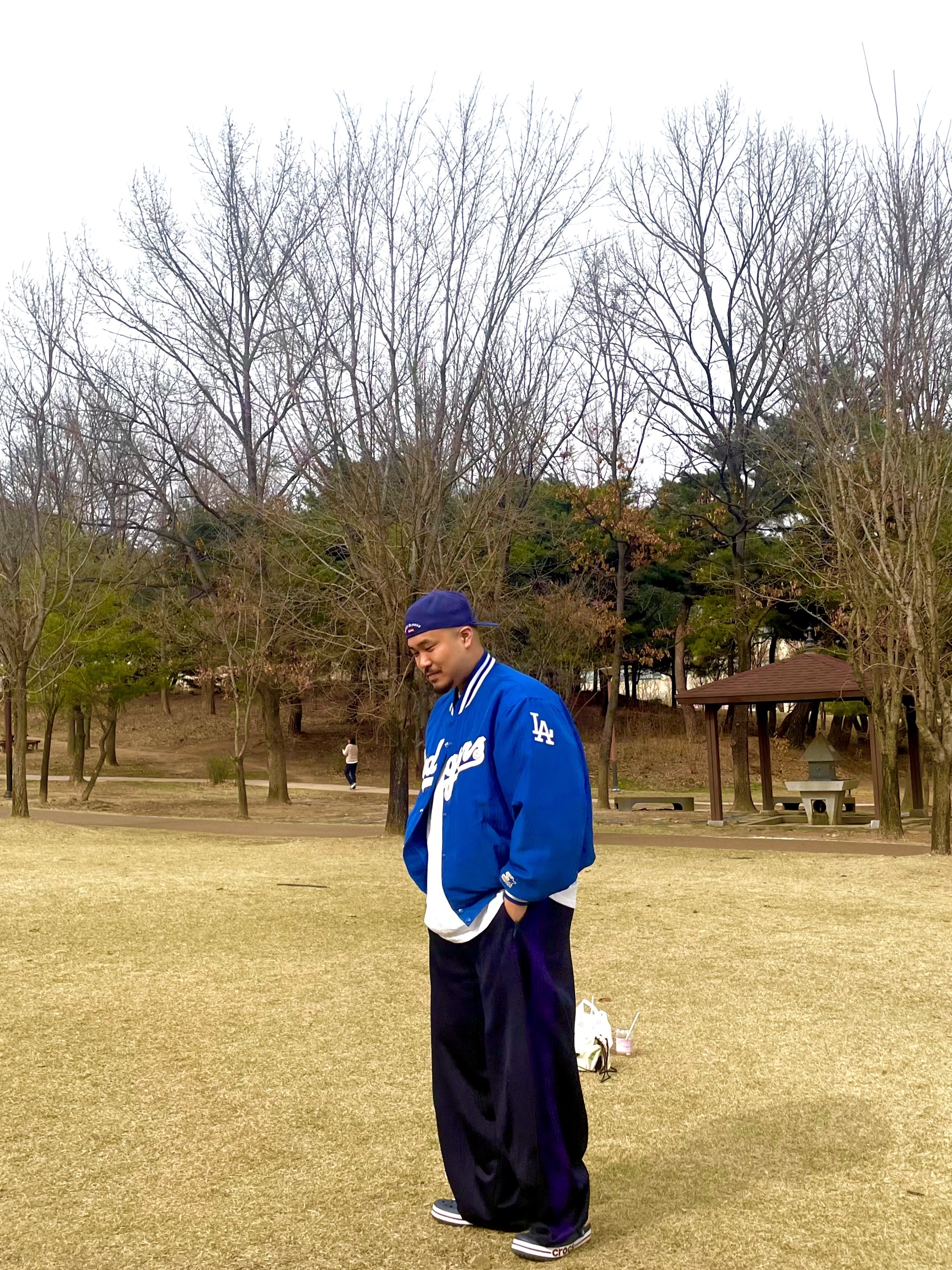 Supreme Gold Cross S Logo New Era Light Navy - 24SS, Needles H.D. Track Pants Poly Smooth Navy 착용 스타일 - 1