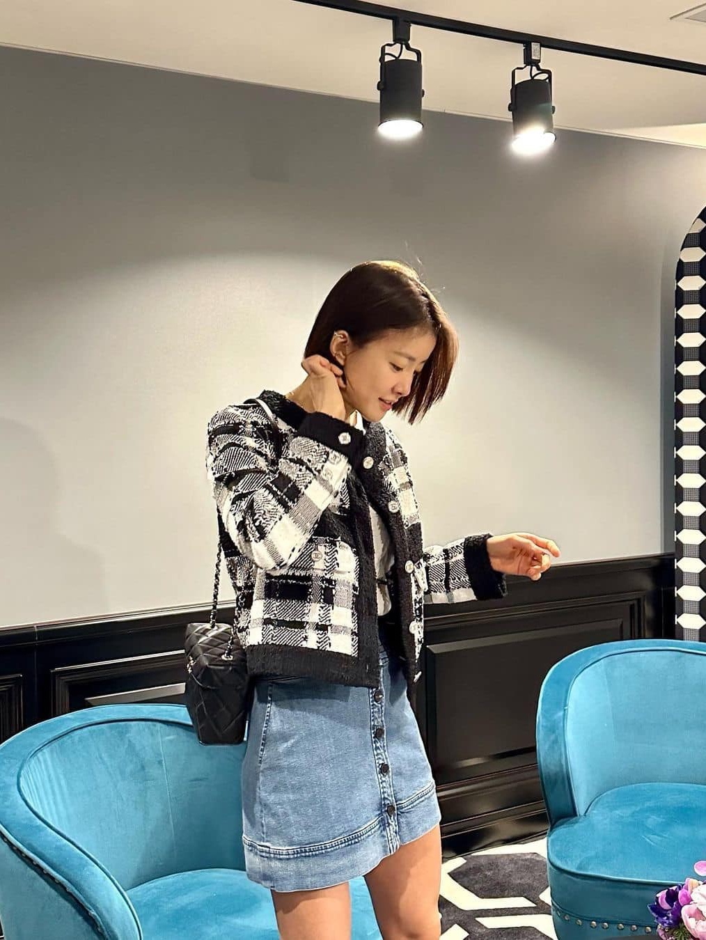 (W) Matin Kim Double Zipper Denim Mini Skirt Blue, (W) Jaded London Ludlow Mini Skirt Denim 착용 스타일 - 2