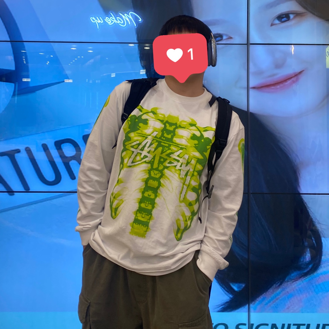 Stussy Rib Cage LS T-Shirt White, The North Face Big Shot Black 착용 스타일