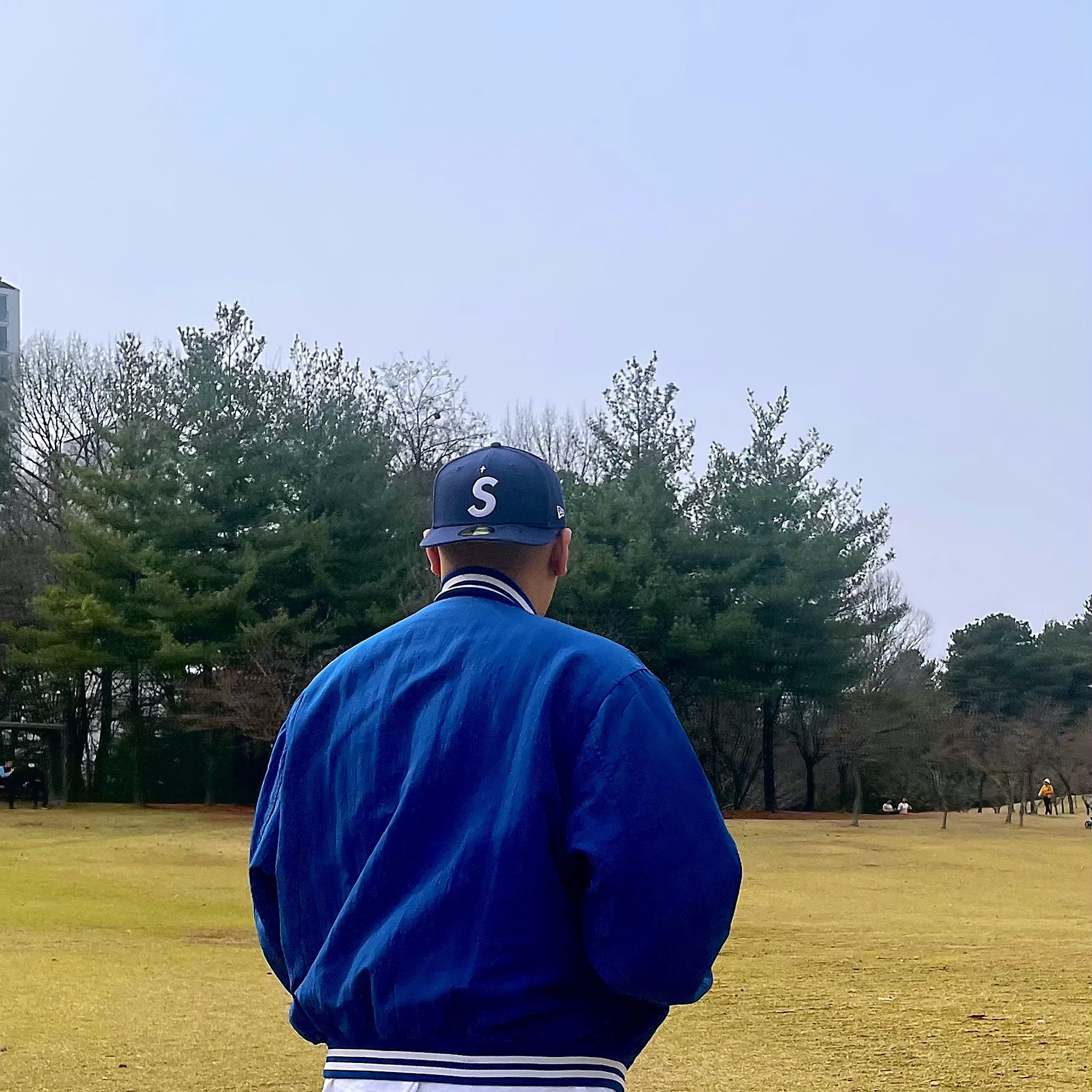 Supreme Gold Cross S Logo New Era Light Navy - 24SS, Needles H.D. Track Pants Poly Smooth Navy 착용 스타일 - 2