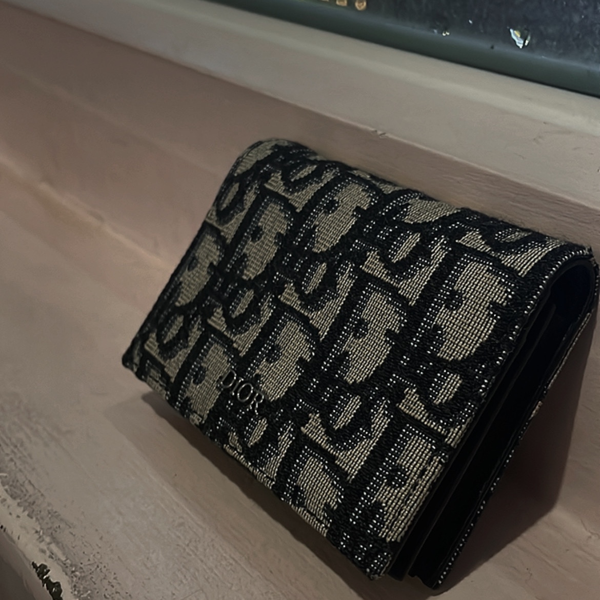 Dior Business Card Holder Beige & Black Dior Oblique Jacquard 착용 스타일 - 2