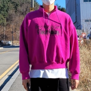 Teket 8Ways Half Zip-Up Sweatshirt Pink 착용 스타일