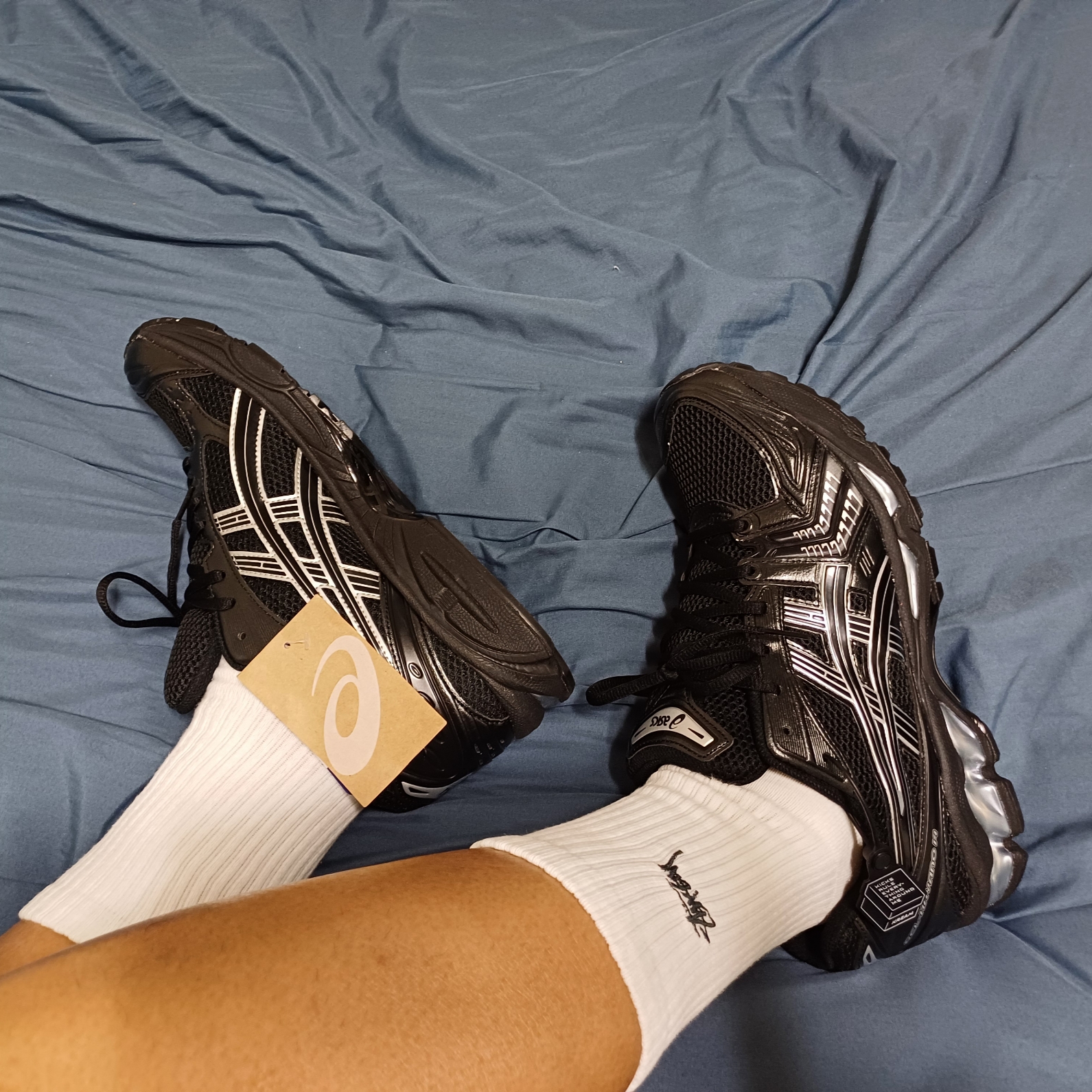 Asics Gel-Kayano 14 Black Pure Silver, Nike x Stussy Shorts Black (FJ9167-010) 착용 스타일 - 3