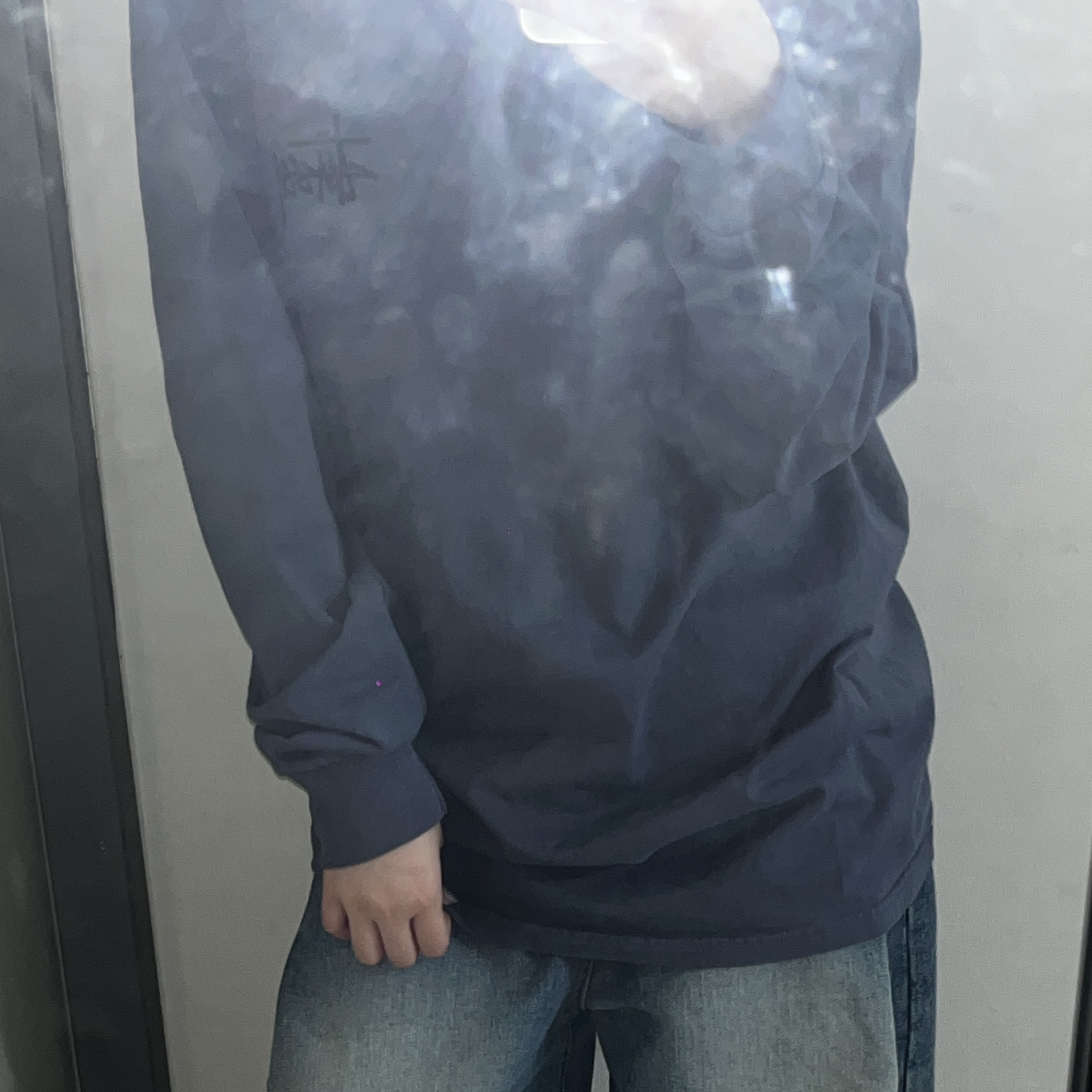 Stussy Basic Stussy Pigment Dyed LS T-Shirt Indigo 2024 착용 스타일 - 2