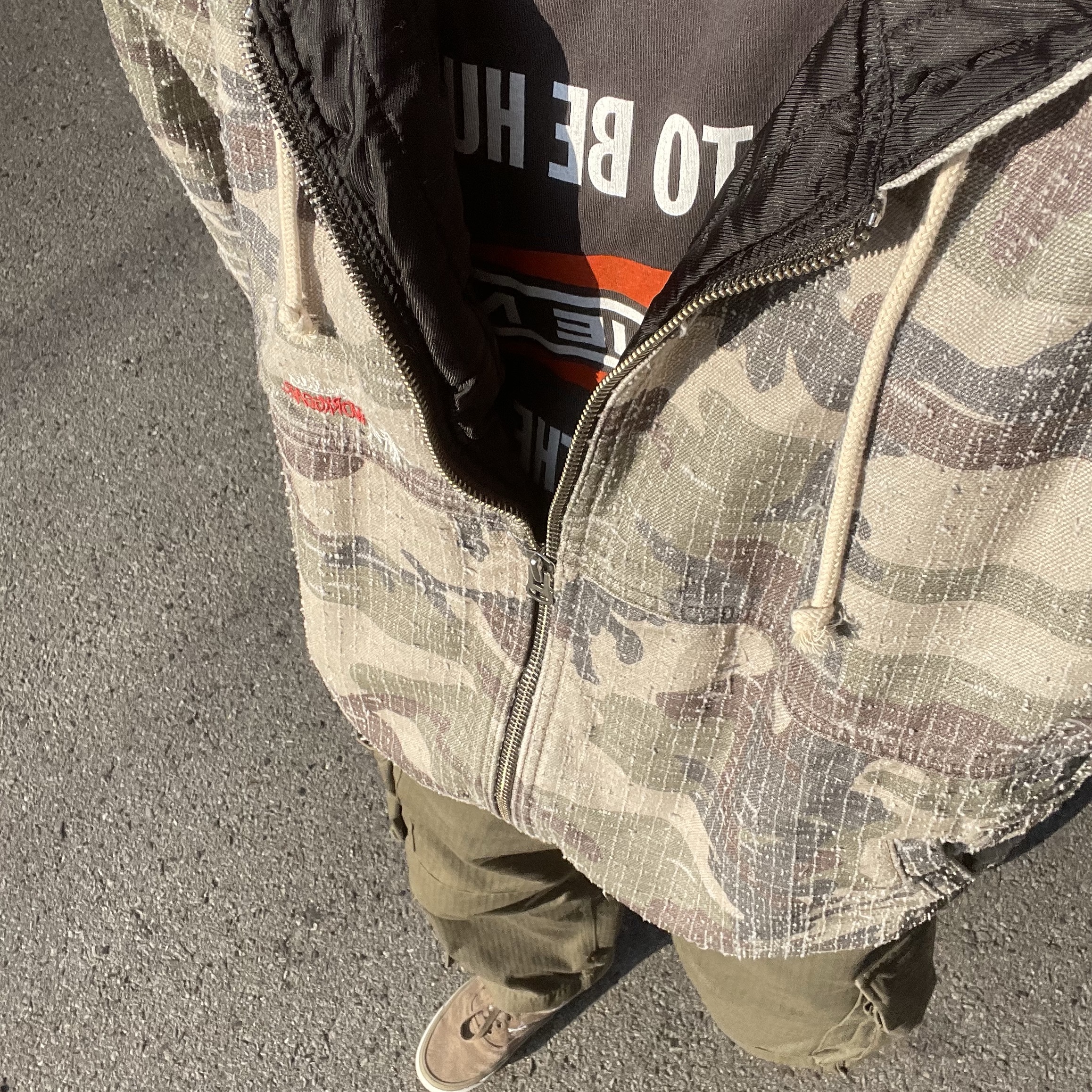 Stussy Work Jacket Camo Canvas Needlepunch Woodland Camo 착용 스타일