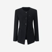L'H.A.S Round Neck Wool Tweed Jacket - Black